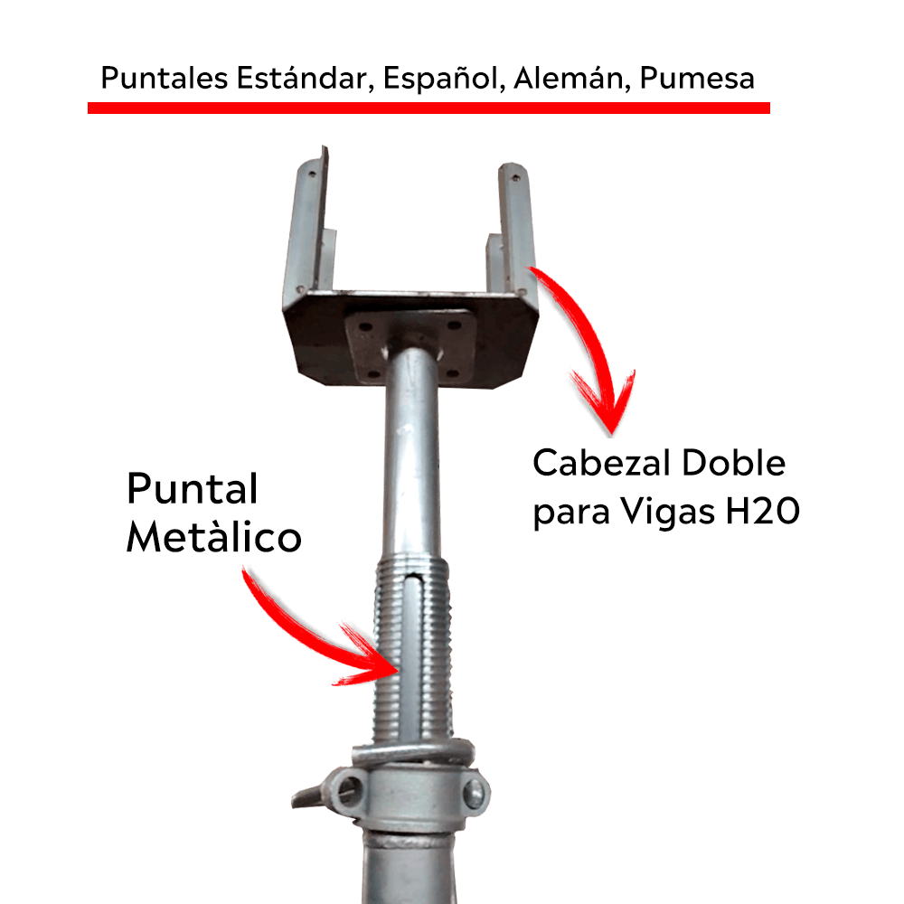 cabezal doble para vigas H20, para puntales pumesa, estándar, español y alemán