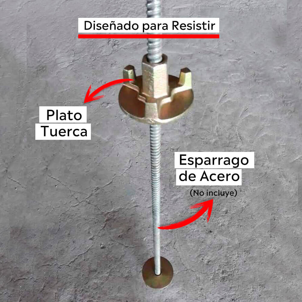 plato tuerca mariposa o bolillo en acero galvanizado